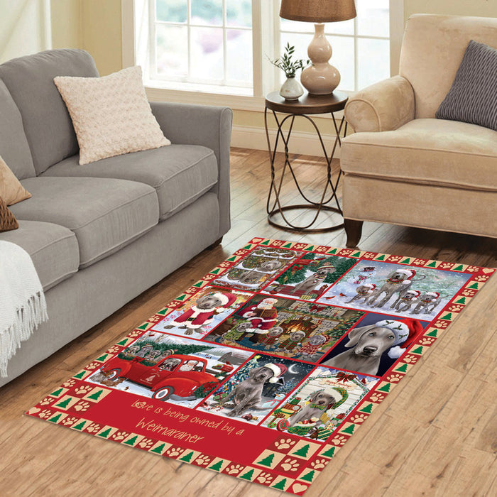 Love is Being Owned Christmas Weimaraner Dogs Area Rug