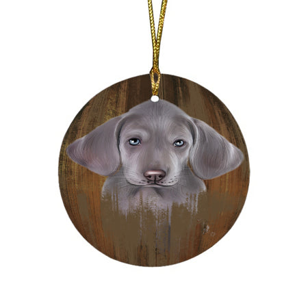 Rustic Weimaraner Dog Round Flat Christmas Ornament RFPOR49586