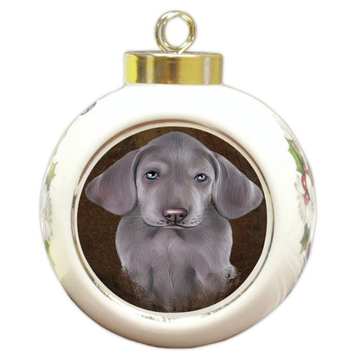 Rustic Weimaraner Dog Round Ball Christmas Ornament RBPOR54499