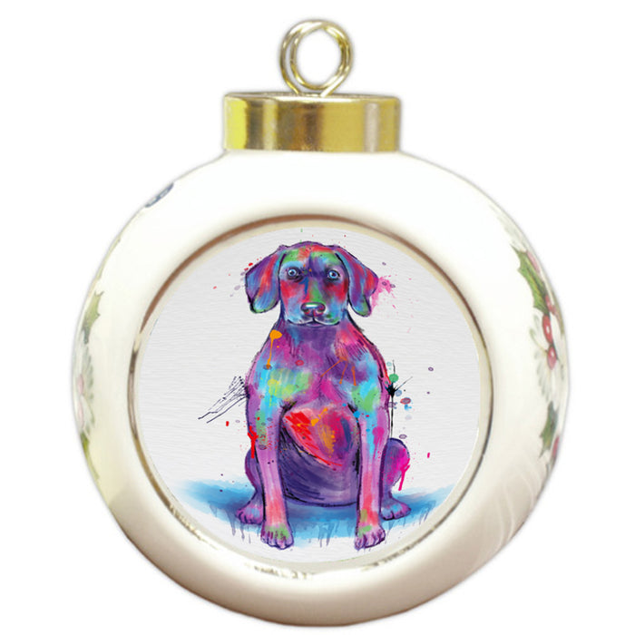 Watercolor Weimaraner Dog Round Ball Christmas Ornament RBPOR58338