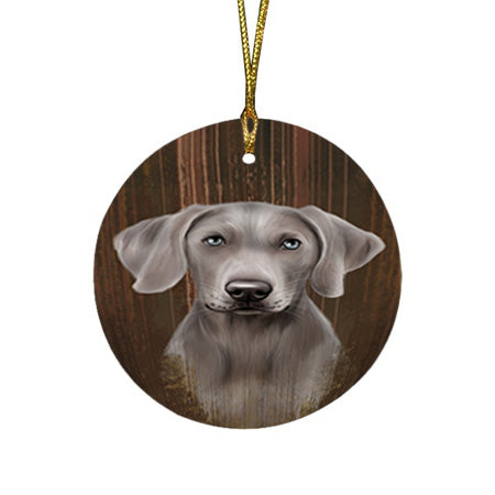 Rustic Weimaraner Dog Round Flat Christmas Ornament RFPOR50484