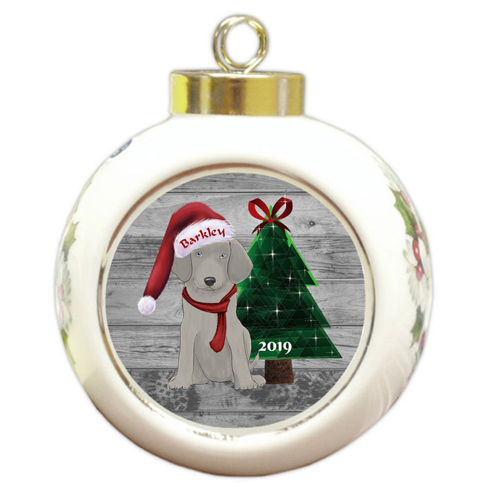 Custom Personalized Weimaraner Dog Glassy Classy Christmas Round Ball Ornament