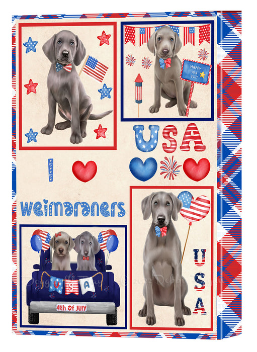 4th of July Independence Day I Love USA Weimaraner Dogs Canvas Wall Art - Premium Quality Ready to Hang Room Decor Wall Art Canvas - Unique Animal Printed Digital Painting for Decoration