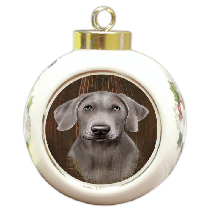 Rustic Weimaraner Dog Round Ball Christmas Ornament RBPOR50493