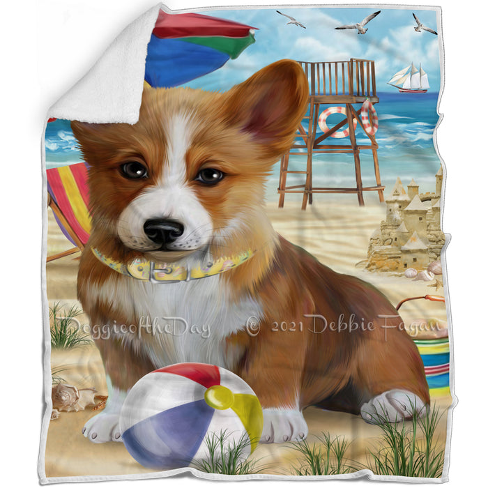 Pet Friendly Beach Welsh Corgi Dog Blanket BLNKT66630