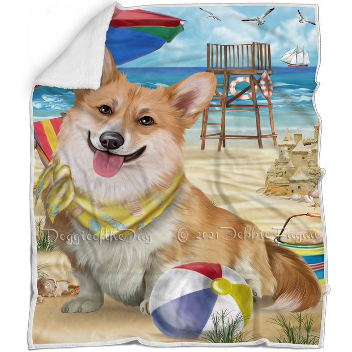 Pet Friendly Beach Welsh Corgi Dog Blanket BLNKT66666