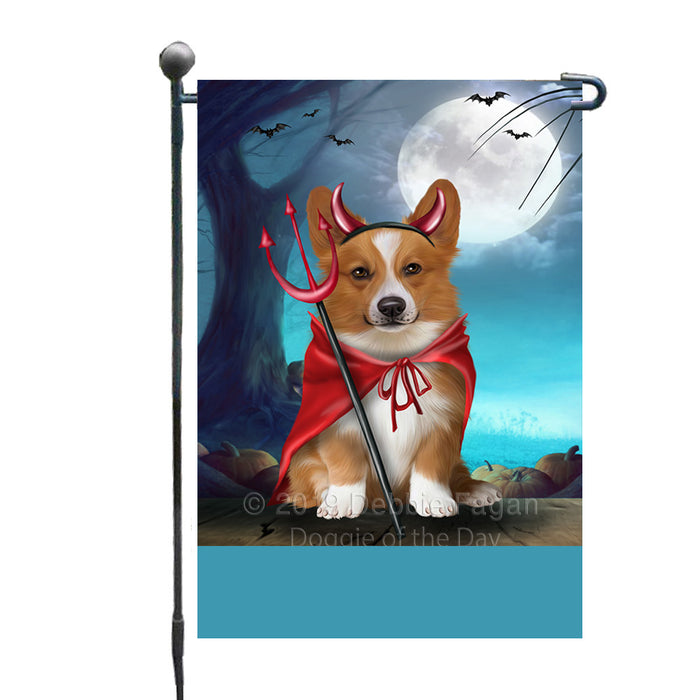 Personalized Happy Halloween Trick or Treat Welsh Corgi Dog Devil Custom Garden Flag GFLG64493