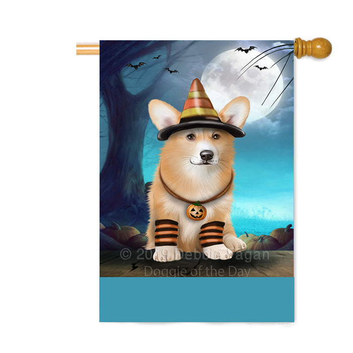 Personalized Happy Halloween Trick or Treat Welsh Corgi Dog Candy Corn Custom House Flag FLG64129