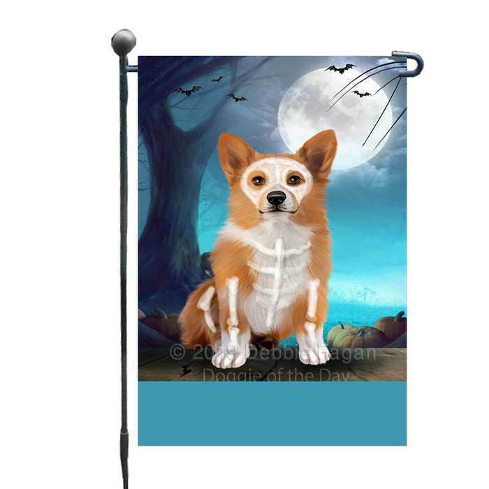 Personalized Happy Halloween Trick or Treat Welsh Corgi Dog Skeleton Custom Garden Flag GFLG64548