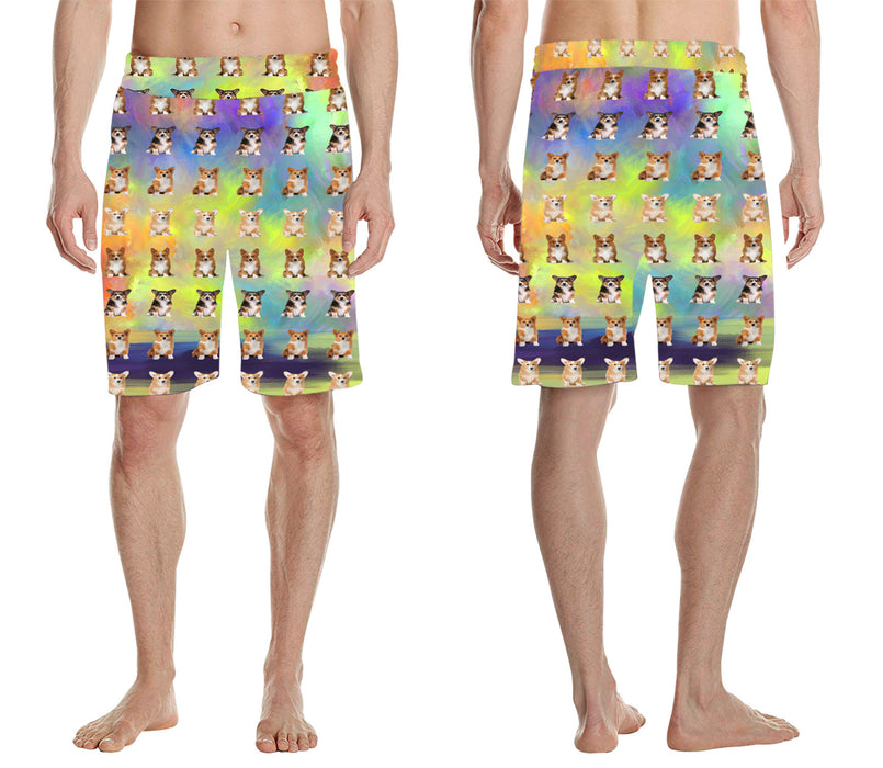 Paradise Wave Welsh Corgi Dogs All Over Print Men's Casual Shorts
