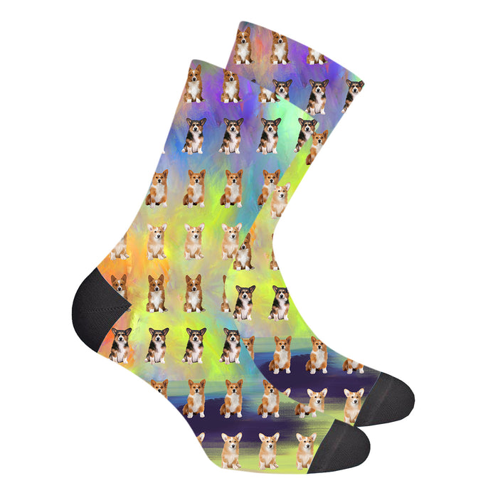 Paradise Wave Welsh Corgi Dogs Men's Socks