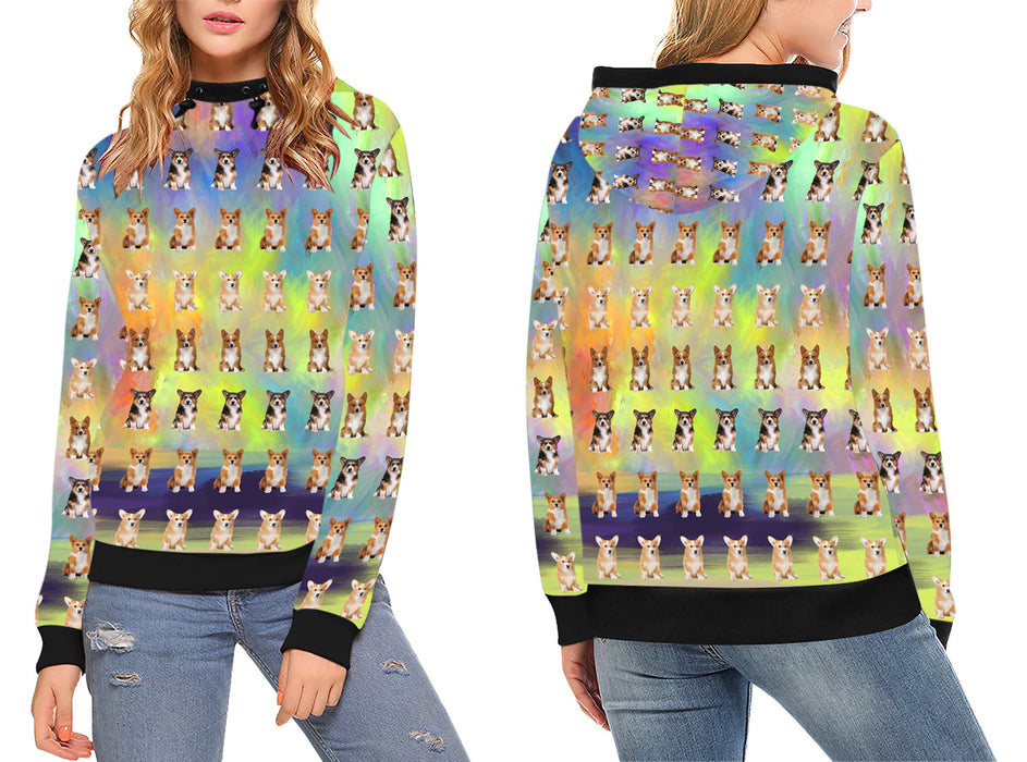 Paradise Wave Welsh Corgi Dogs High Neck Pullover Women's Hoodie