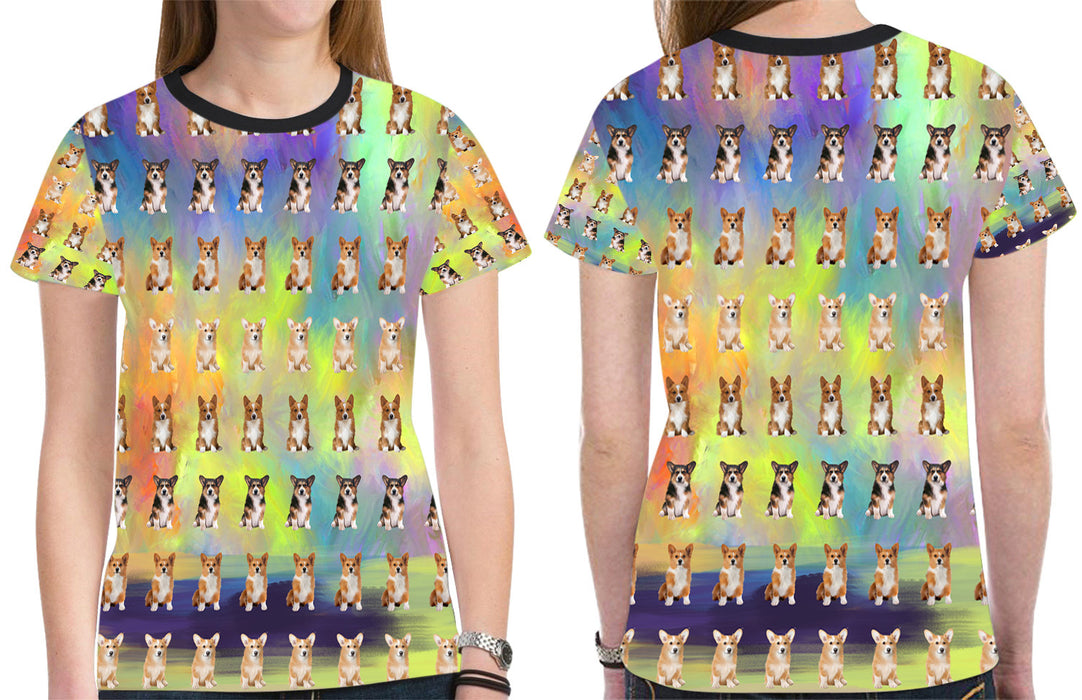 Paradise Wave Welsh Corgi Dogs All Over Print Mesh Women's T-shirt