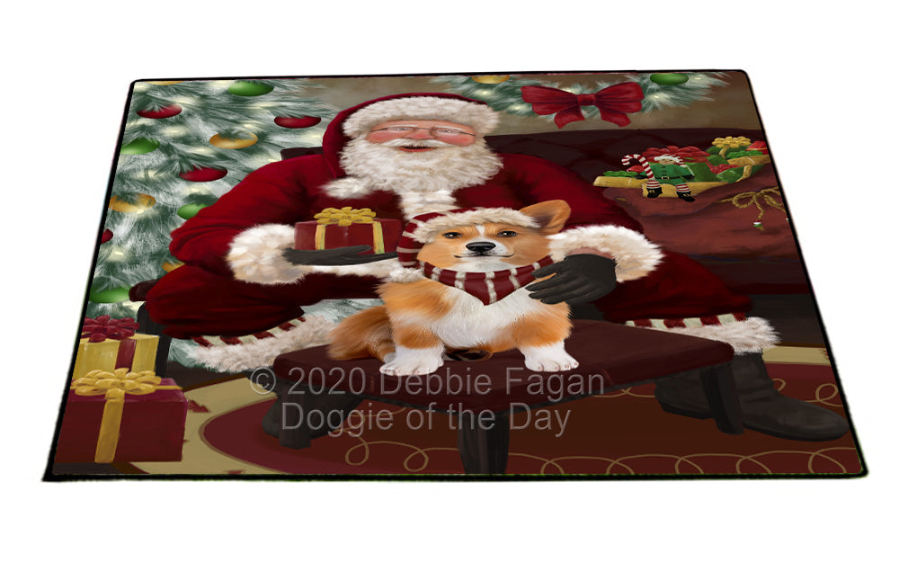 Santa's Christmas Surprise Welsh Corgi Dog Indoor/Outdoor Welcome Floormat - Premium Quality Washable Anti-Slip Doormat Rug FLMS57607
