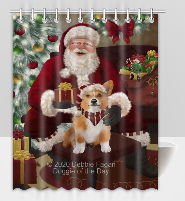 Santa's Christmas Surprise Welsh Corgi Dog Shower Curtain Bathroom Accessories Decor Bath Tub Screens SC288
