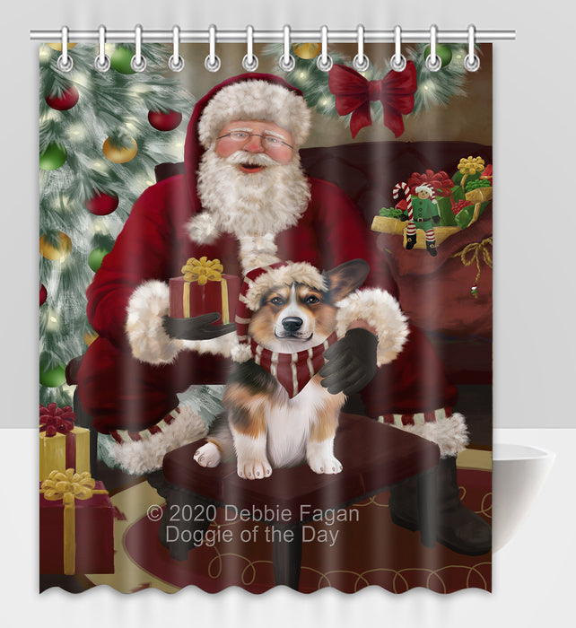 Santa's Christmas Surprise Welsh Corgi Dog Shower Curtain Bathroom Accessories Decor Bath Tub Screens SC289