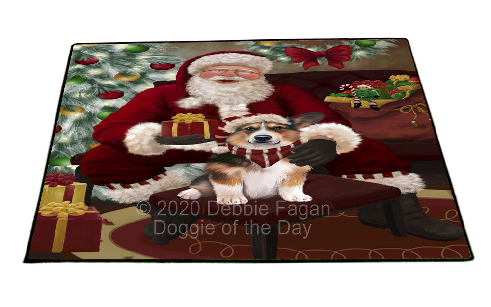 Santa's Christmas Surprise Welsh Corgi Dog Indoor/Outdoor Welcome Floormat - Premium Quality Washable Anti-Slip Doormat Rug FLMS57610