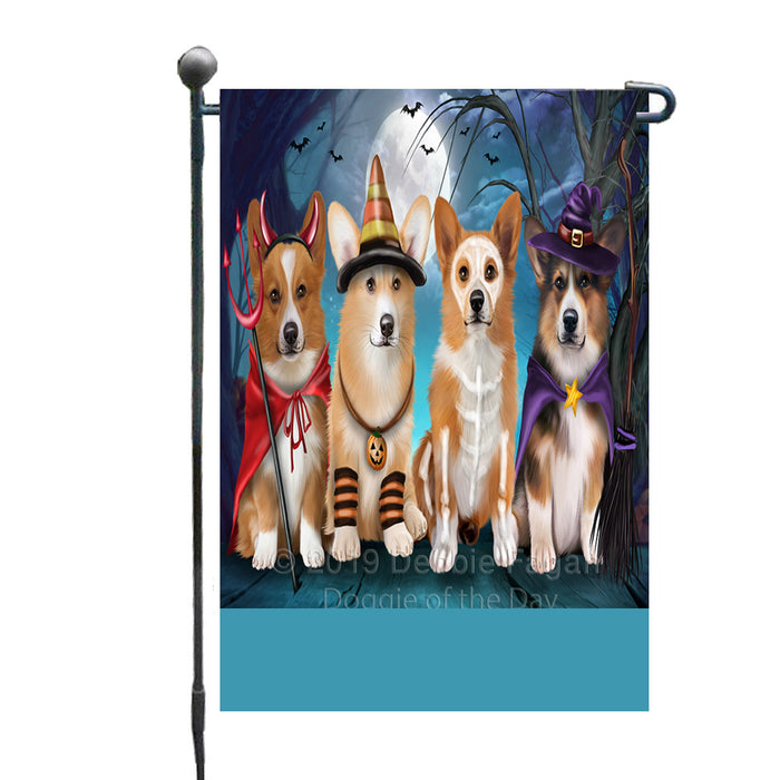 Personalized Happy Halloween Trick or Treat Welsh Corgi Dogs Custom Garden Flag GFLG64383