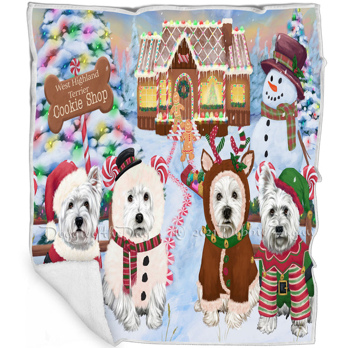 Holiday Gingerbread Cookie Shop West Highland Terriers Dog Blanket BLNKT129099