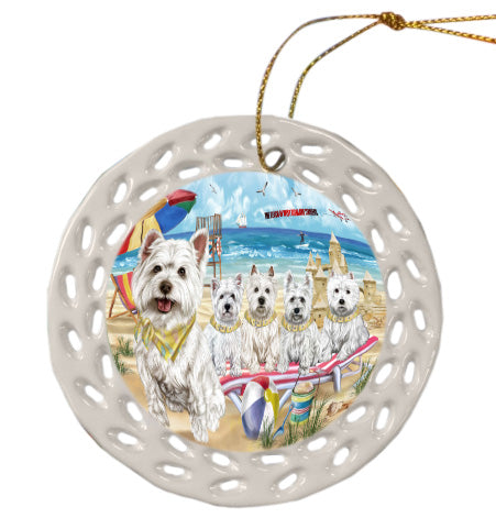 Pet Friendly Beach West Highland Terrier Dogs Doily Ornament DPOR58521