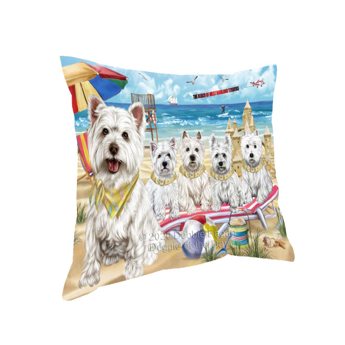 Pet Friendly Beach West Highland Terrier Dogs Pillow with Top Quality High-Resolution Images - Ultra Soft Pet Pillows for Sleeping - Reversible & Comfort - Ideal Gift for Dog Lover - Cushion for Sofa Couch Bed - 100% Polyester