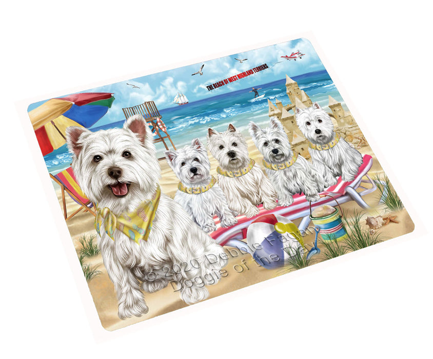 Pet Friendly Beach West Highland Terrier Dogs Cutting Board - For Kitchen - Scratch & Stain Resistant - Designed To Stay In Place - Easy To Clean By Hand - Perfect for Chopping Meats, Vegetables