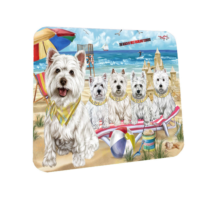 Pet Friendly Beach West Highland Terrier Dogs Coasters Set of 4 CSTA58109