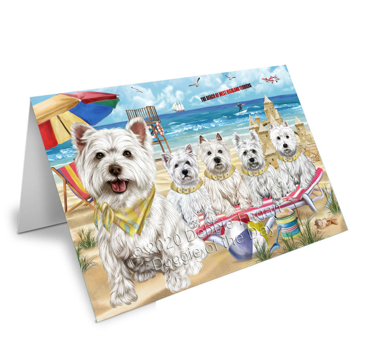 Pet Friendly Beach West Highland Terrier Dogs Handmade Artwork Assorted Pets Greeting Cards and Note Cards with Envelopes for All Occasions and Holiday Seasons