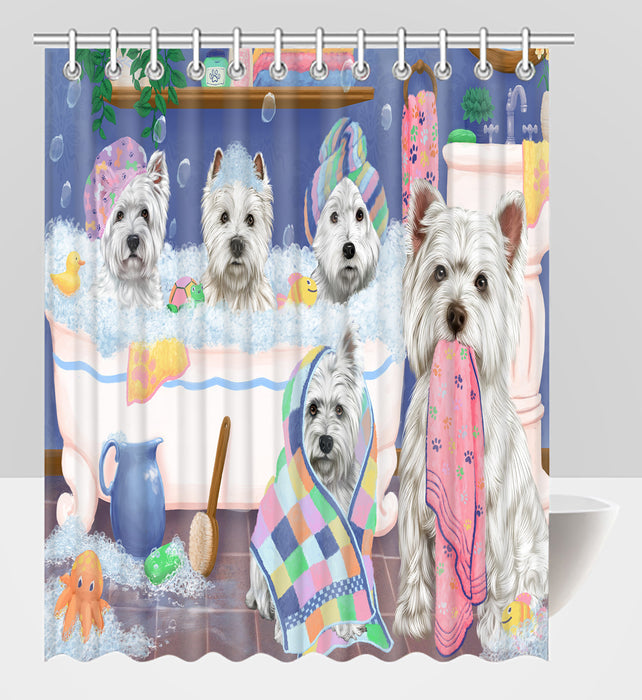 Rub A Dub Dogs In A Tub West Highland Terrier Dogs Shower Curtain