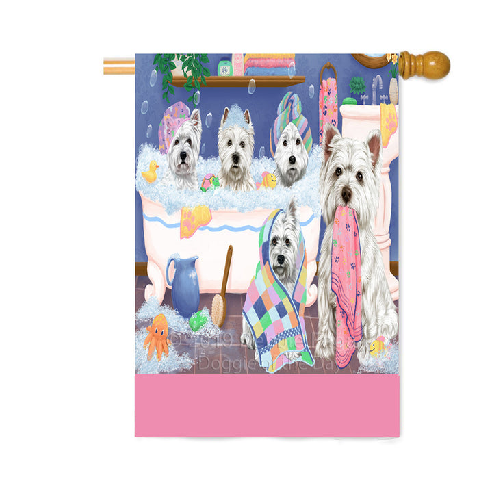Personalized Rub A Dub Dogs In A Tub West Highland Terrier Dogs Custom House Flag FLG64386