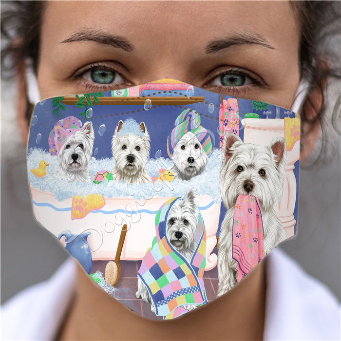 Rub A Dub Dogs In A Tub  West Highland Terrier Dogs Face Mask FM49554