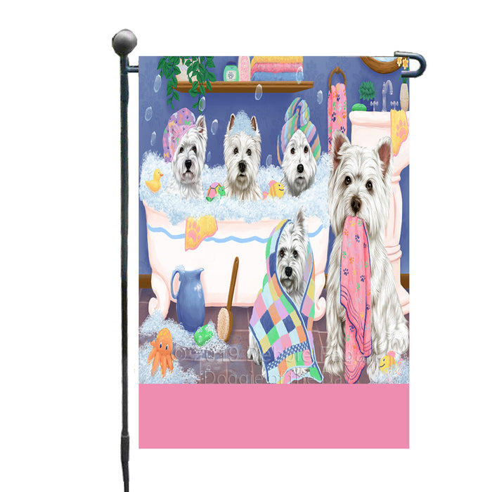 Personalized Rub A Dub Dogs In A Tub West Highland Terrier Dogs Custom Garden Flag GFLG64921