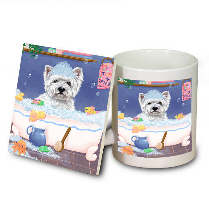 Rub A Dub Dog In A Tub West Highland Terrier Dog Mug and Coaster Set MUC57465