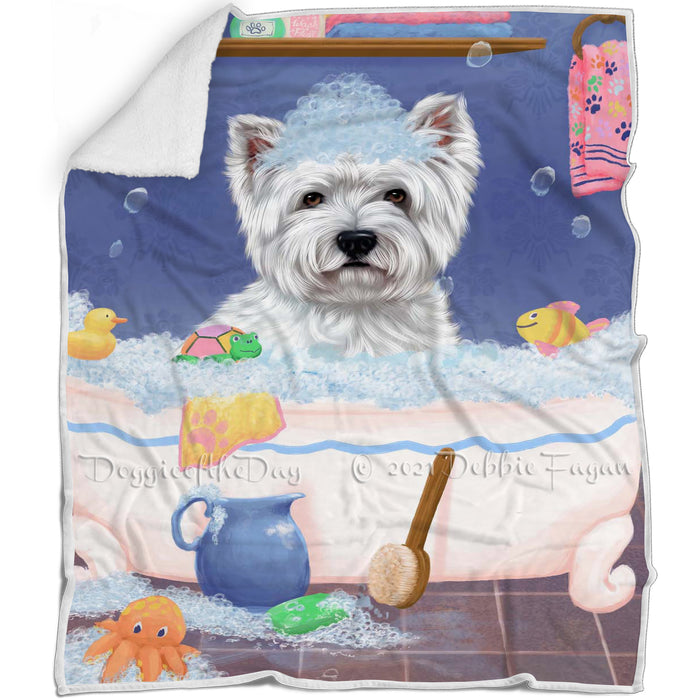 Rub A Dub Dog In A Tub West Highland Terrier Dog Blanket BLNKT143186