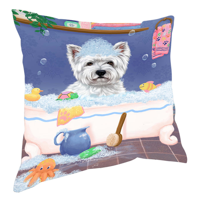 Rub A Dub Dog In A Tub West Highland Terrier Dog Pillow with Top Quality High-Resolution Images - Ultra Soft Pet Pillows for Sleeping - Reversible & Comfort - Ideal Gift for Dog Lover - Cushion for Sofa Couch Bed - 100% Polyester