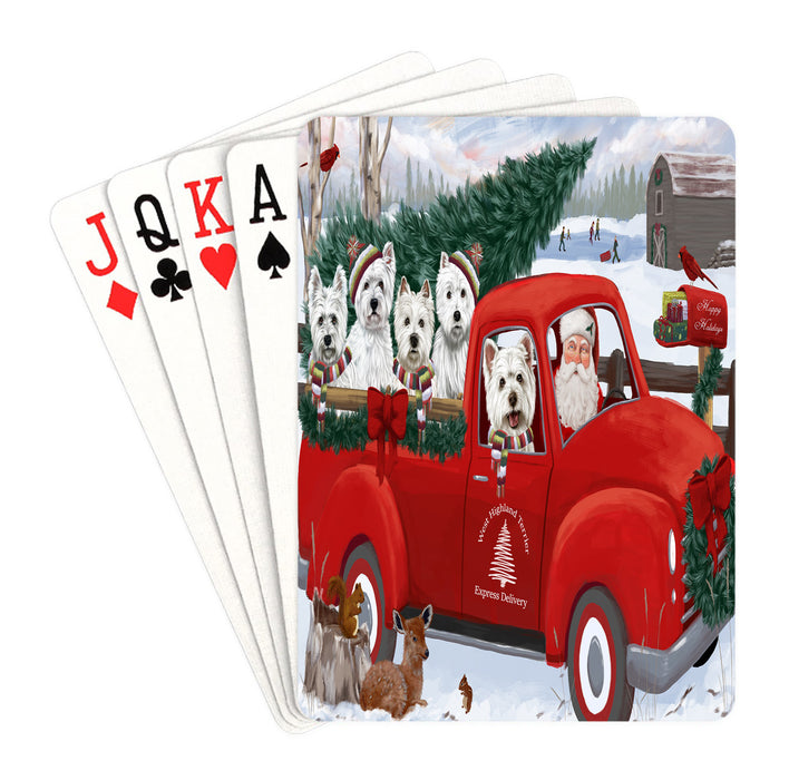 Christmas Santa Express Delivery Red Truck West Highland Terrier Dogs Playing Card Decks