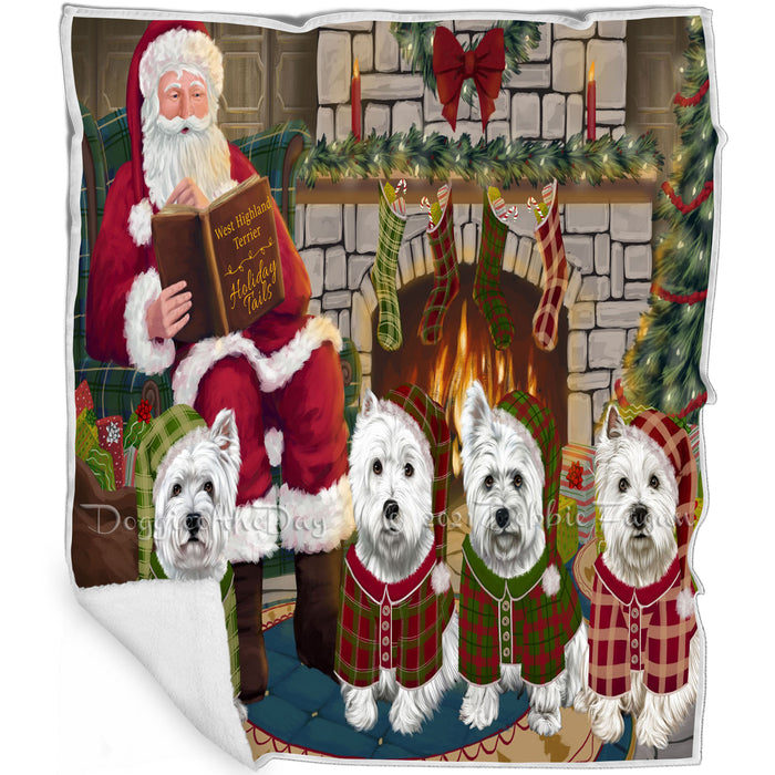 Christmas Cozy Holiday Tails West Highland Terriers Dog Blanket BLNKT118011
