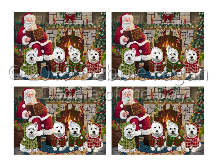 Christmas Cozy Holiday Fire Tails West Highland Terrier Dogs Placemat