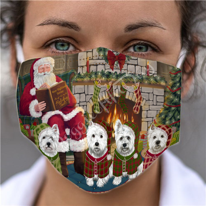 Christmas Cozy Holiday Fire Tails West Highland Terrier Dogs Face Mask FM48680