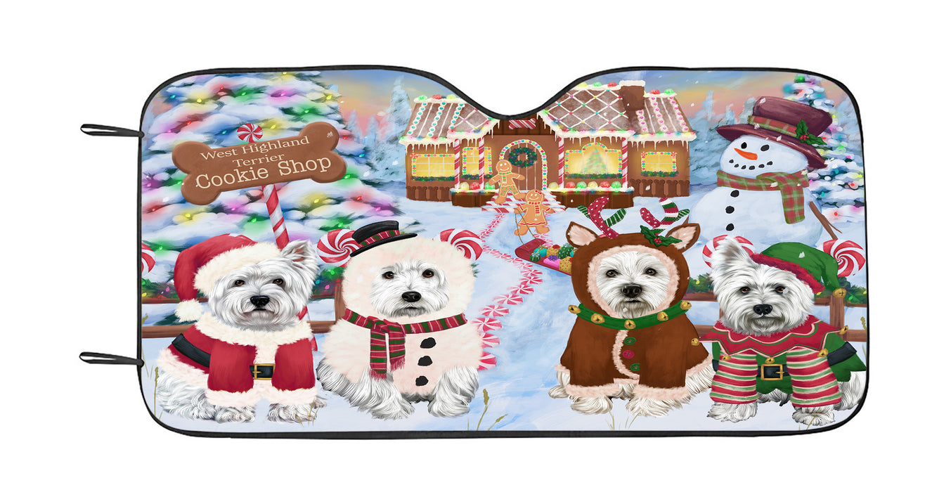 Holiday Gingerbread Cookie West Highland Terrier Dogs Car Sun Shade
