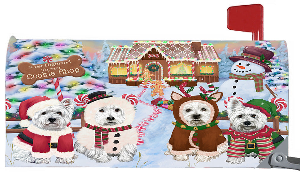 Christmas Holiday Gingerbread Cookie Shop West Highland Terrier Dogs 6.5 x 19 Inches Magnetic Mailbox Cover Post Box Cover Wraps Garden Yard Décor MBC49037