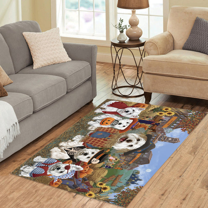 Halloween 'Round Town and Fall Pumpkin Scarecrow Both West Highland Terrier Dogs Area Rug