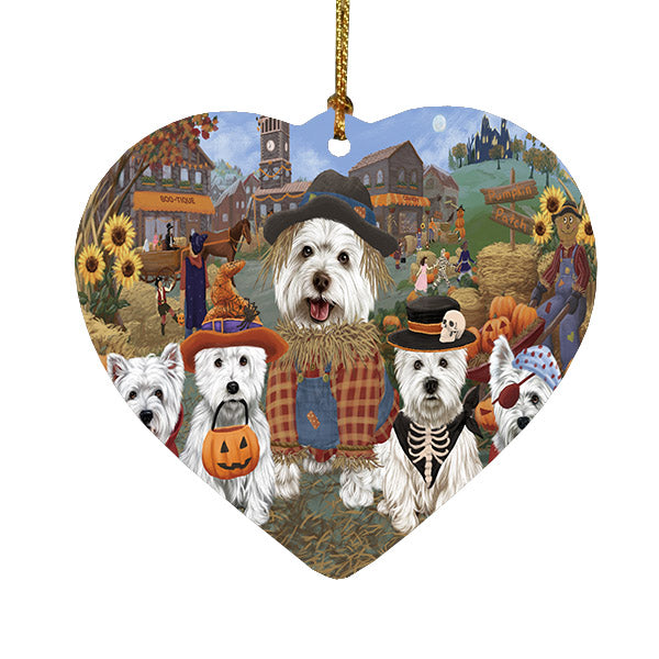 Halloween 'Round Town West Highland Terrier Dogs Heart Christmas Ornament HPOR57715