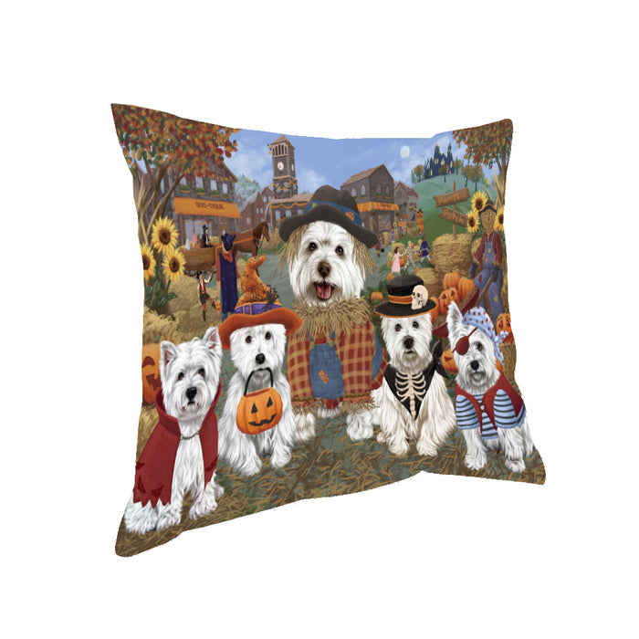 Halloween 'Round Town West Highland Terrier Dogs Pillow PIL85212