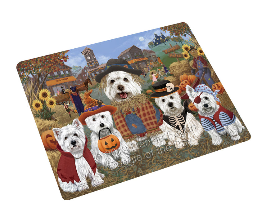 Halloween 'Round Town West Highland Terrier Dogs Cutting Board - For Kitchen - Scratch & Stain Resistant - Designed To Stay In Place - Easy To Clean By Hand - Perfect for Chopping Meats, Vegetables