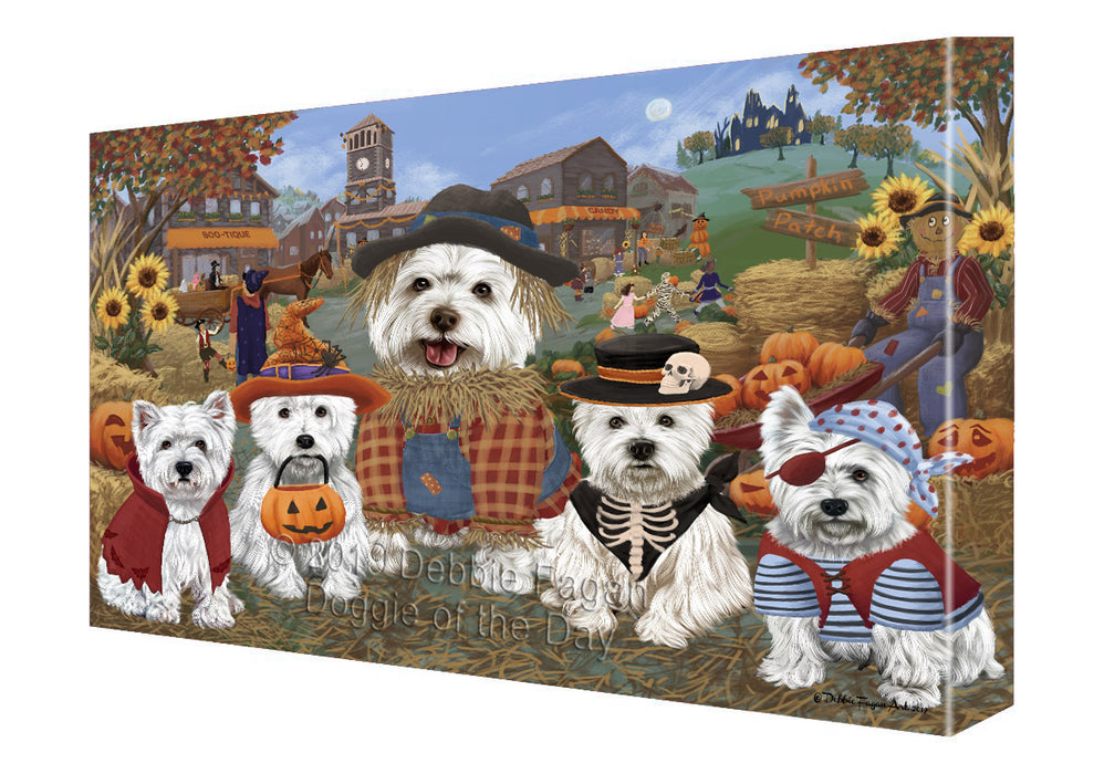 Halloween 'Round Town West Highland Terrier Dogs Canvas Print Wall Art Décor CVS144098