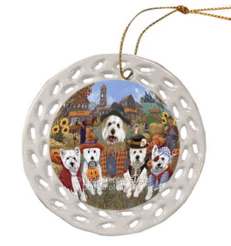 Halloween 'Round Town West Highland Terrier Dogs Doily Ornament DPOR58079