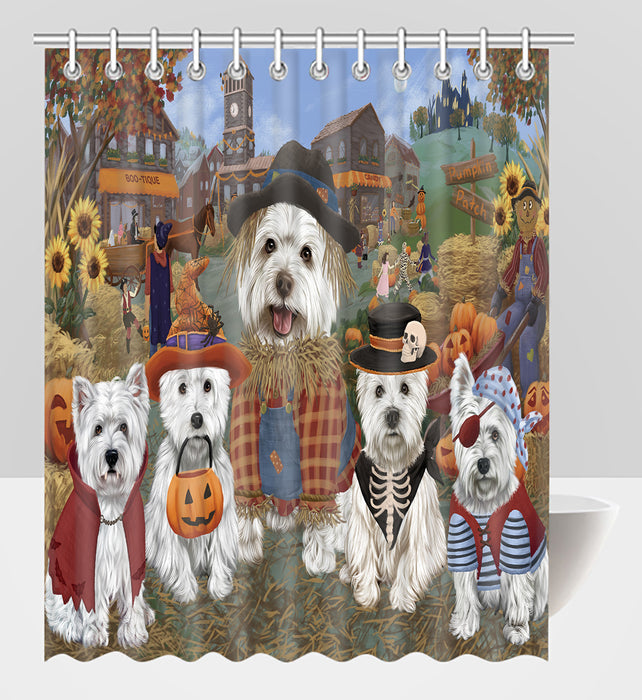 Halloween 'Round Town West Highland Terrier Dogs Shower Curtain