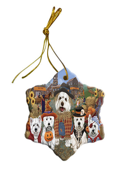 Halloween 'Round Town West Highland Terrier Dogs Star Porcelain Ornament SPOR57715