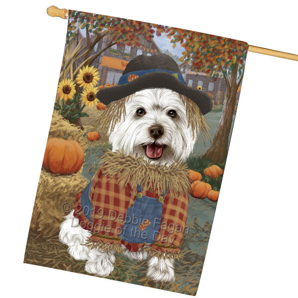 Fall Pumpkin Scarecrow West Highland Terrier Dogs House Flag FLG65988